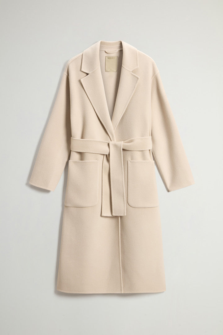 Long Coat in Pure Virgin Wool with Belt (Noisette) - Main View