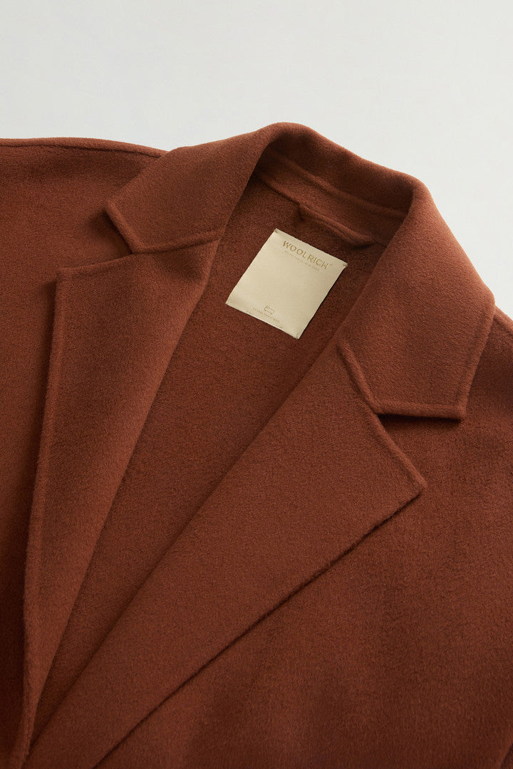 Long Coat in Pure Virgin Wool with Belt (Acorn) - Detail View 5