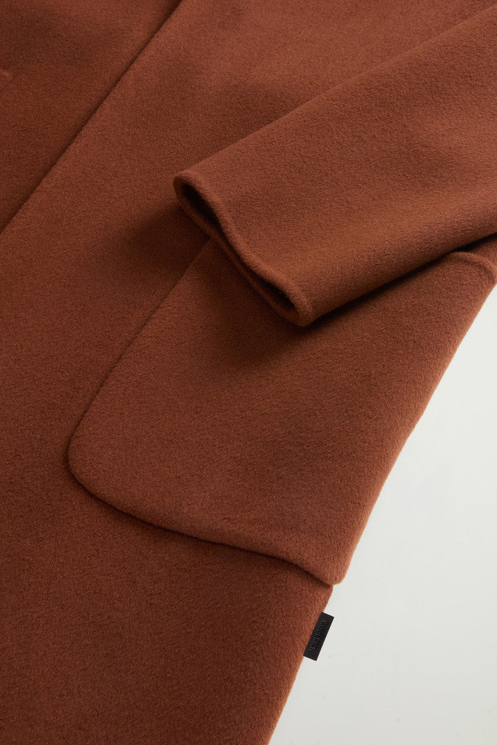 Long Coat in Pure Virgin Wool with Belt (Noisette) - Detail View 7