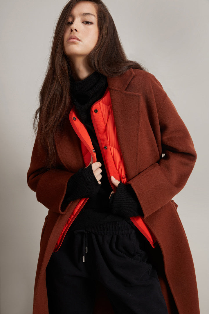 Long Coat in Pure Virgin Wool with Belt (Acorn) - Detail View 8