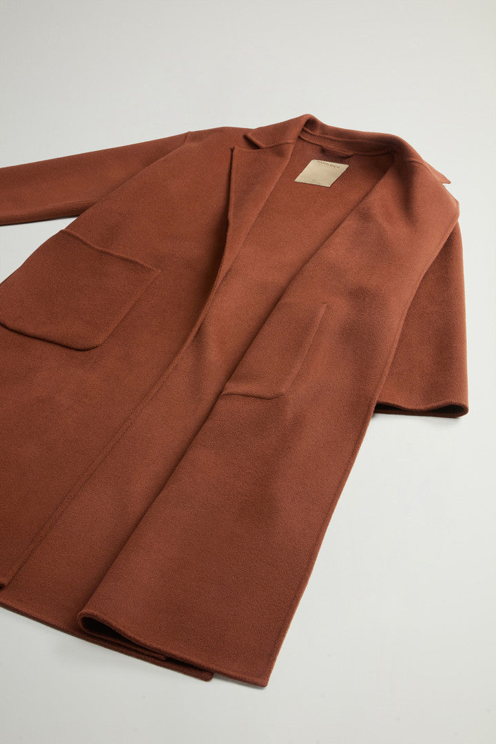 Long Coat in Pure Virgin Wool with Belt (Acorn) - Detail View 7