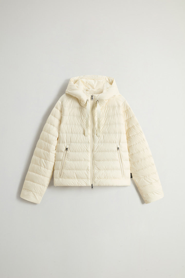 Padded Microfiber Jacket with Hood (Withered Rose) - Detail View 4