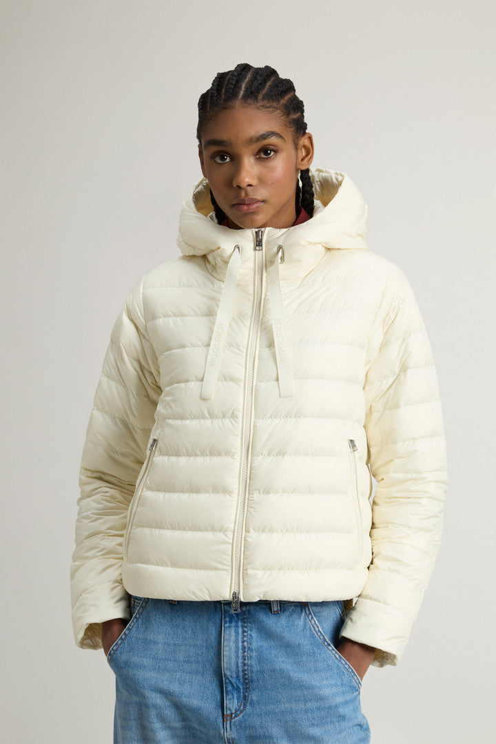 Padded Microfiber Jacket with Hood (Withered Rose) - Main View