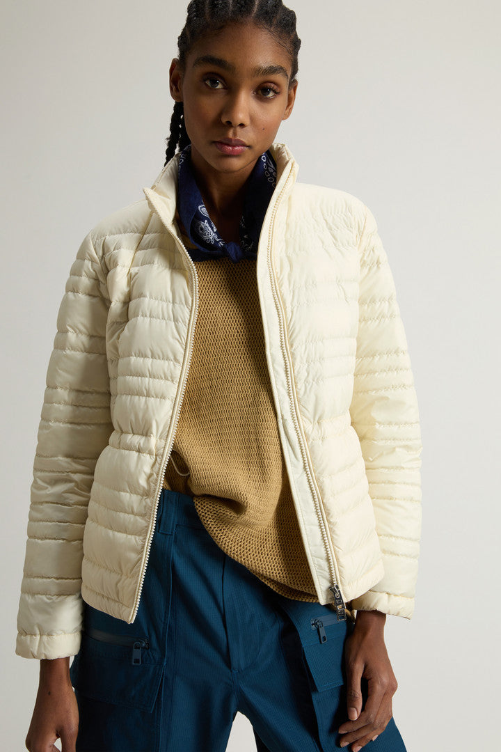 Padded Microfiber Jacket (White) - Detail View 4