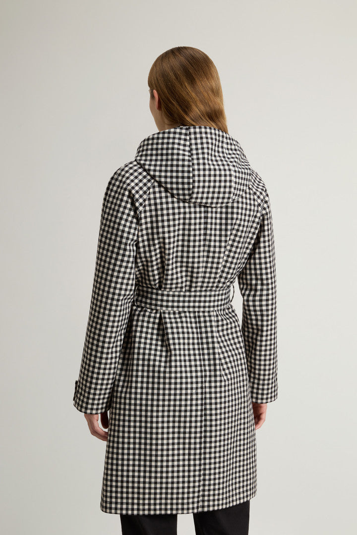 Yarn-Dyed Trench Coat in Three-Layer Fabric with Hood (Black Buffalo) - Detail View 3