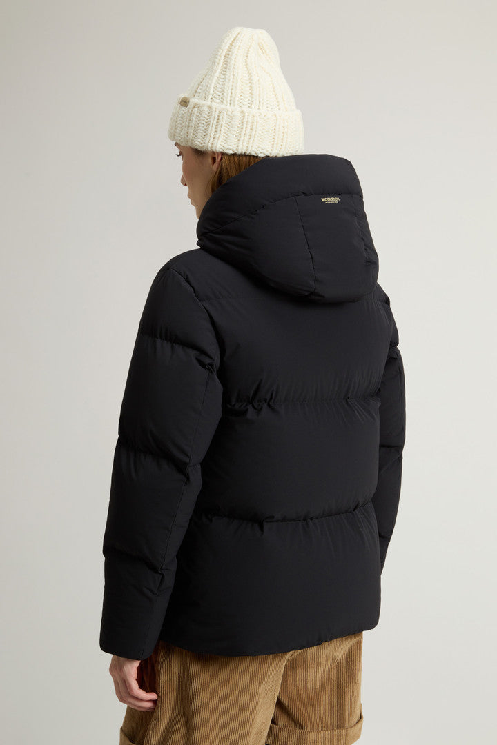 Cloud Down Jacket in Stretch Nylon with Matte Finish (Black) - Detail View 3