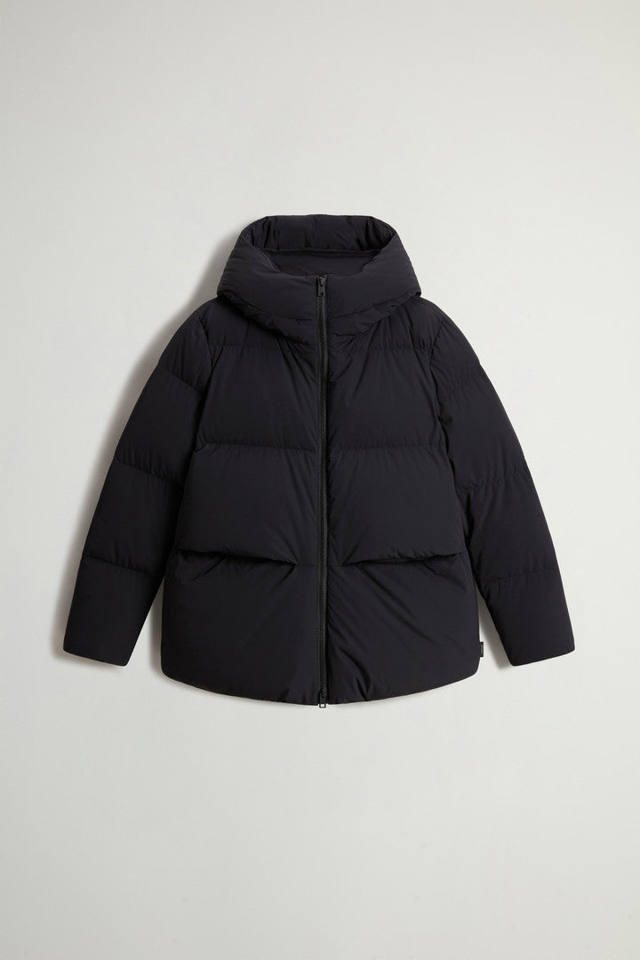 Cloud Down Jacket in Stretch Nylon with Matte Finish (Black) - Main View