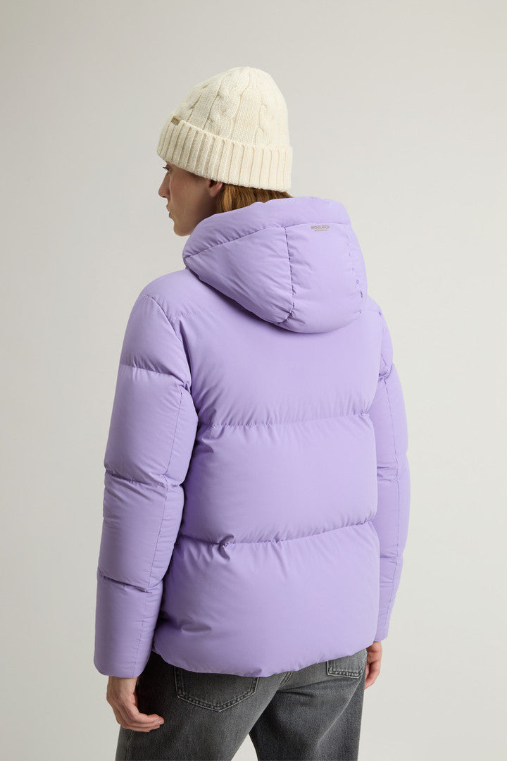 Cloud Down Jacket in Stretch Nylon with Matte Finish (Black) - Detail View 10