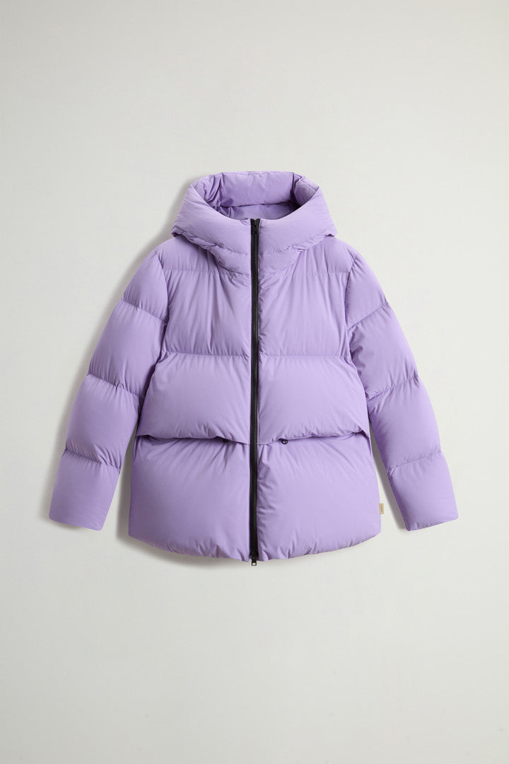 Cloud Down Jacket in Stretch Nylon with Matte Finish (Chinois Green) - Detail View 5