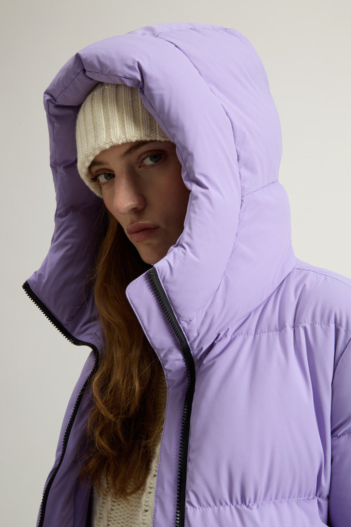 Cloud Down Jacket in Stretch Nylon with Matte Finish (Chinois Green) - Detail View 3