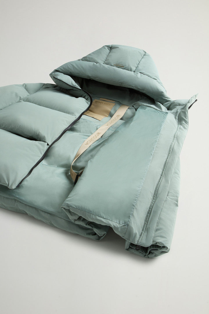 Cloud Down Jacket in Stretch Nylon with Matte Finish (Chinois Green) - Detail View 8