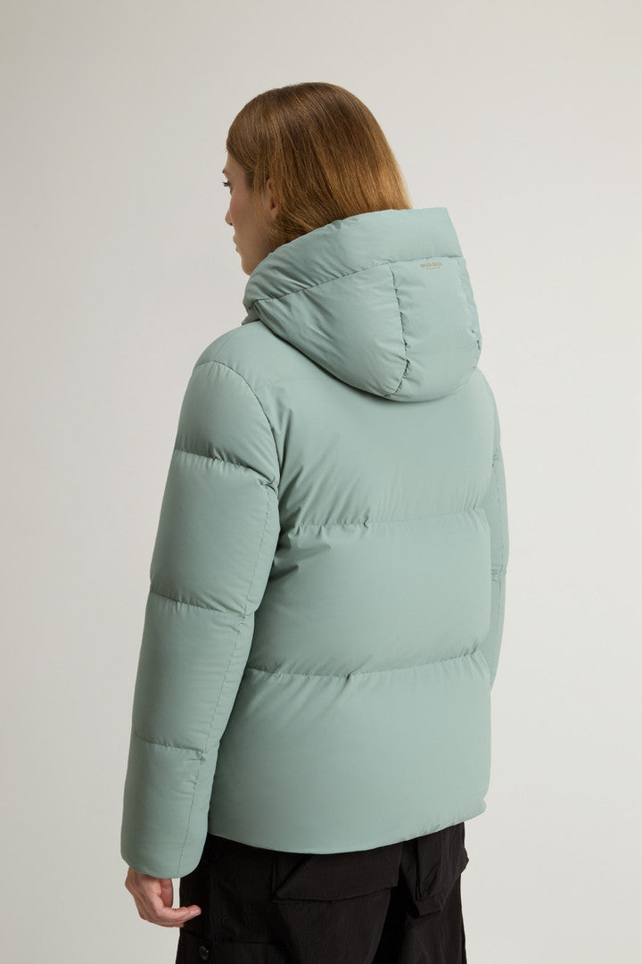 Cloud Down Jacket in Stretch Nylon with Matte Finish (Black) - Detail View 9
