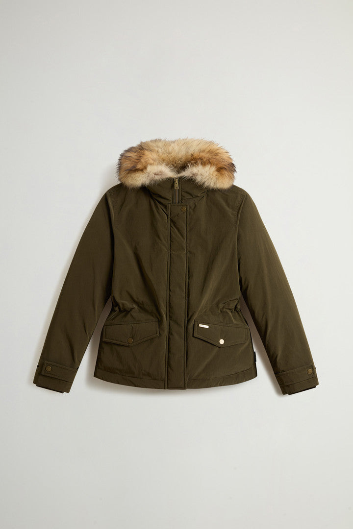 Grace Jacket in Peached Poly (Dark Green) - Main View