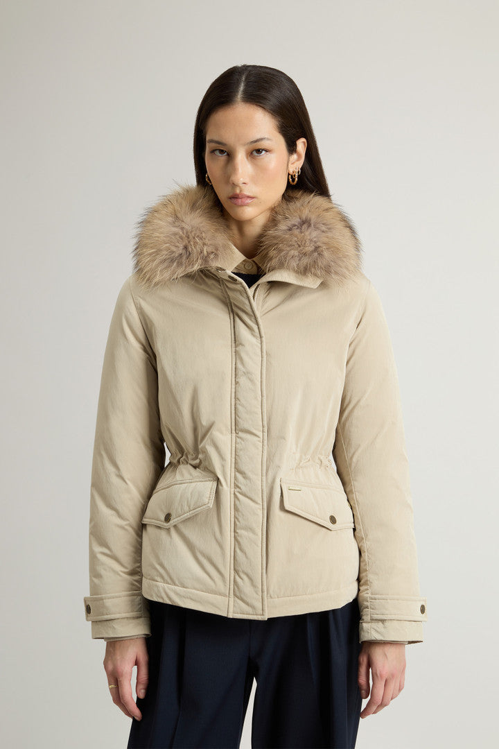 Grace Jacket in Peached Poly (Dark Green) - Detail View 1