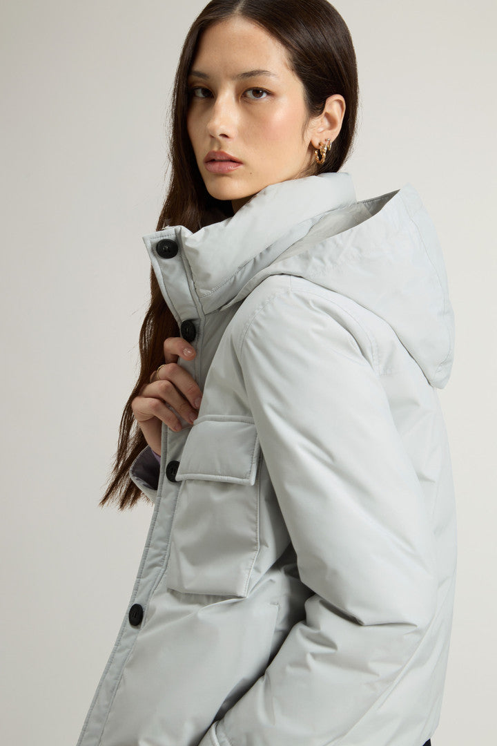 Cloud Jacket with Stand-Up Collar and Packable Hood (Dry Gray) - Detail View 4
