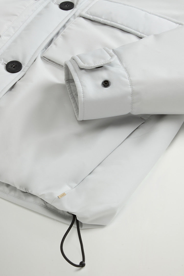 Cloud Jacket with Stand-Up Collar and Packable Hood (Dry Gray) - Detail View 6
