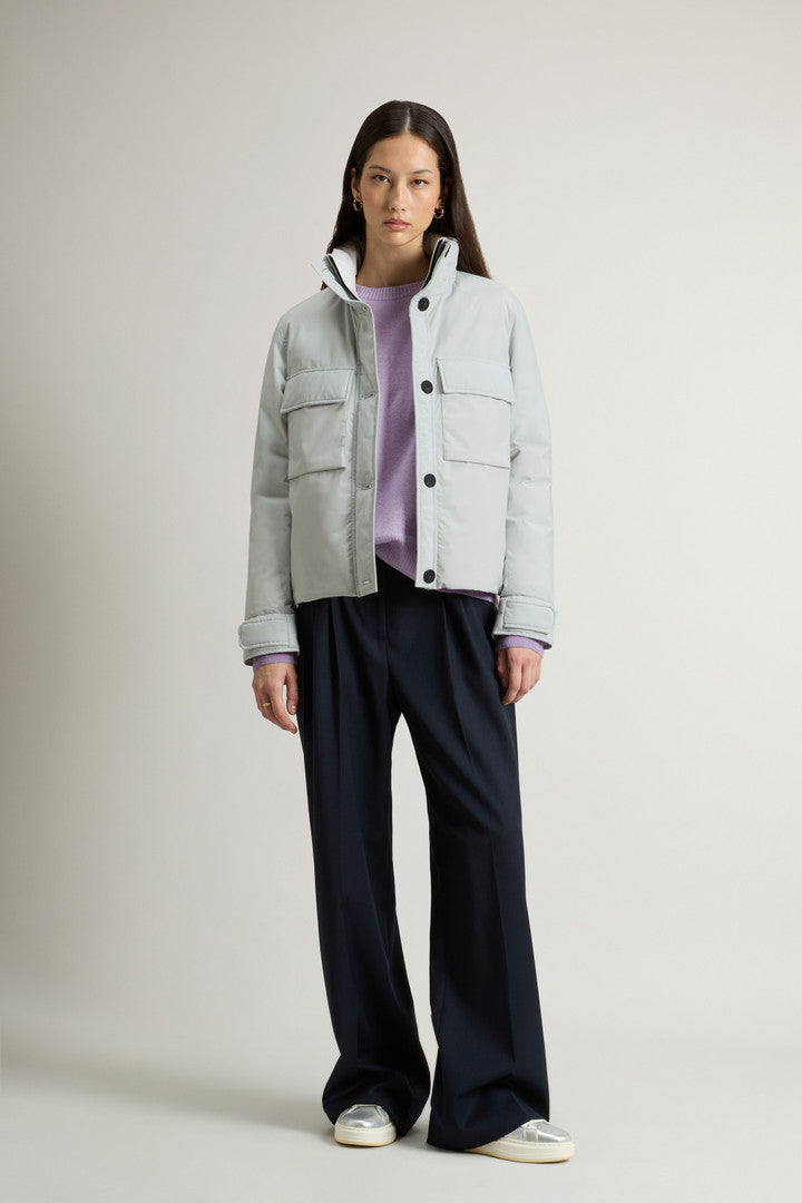 Cloud Jacket with Stand-Up Collar and Packable Hood (Dry Gray) - Detail View 2
