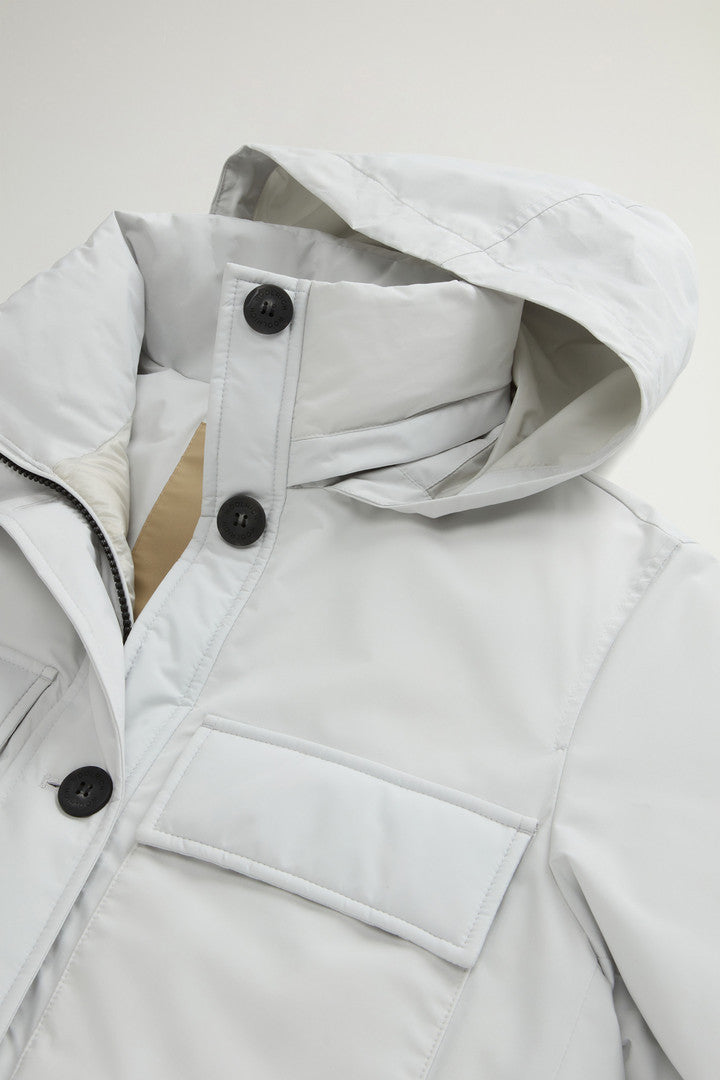 Cloud Jacket with Stand-Up Collar and Packable Hood (Dry Gray) - Detail View 5