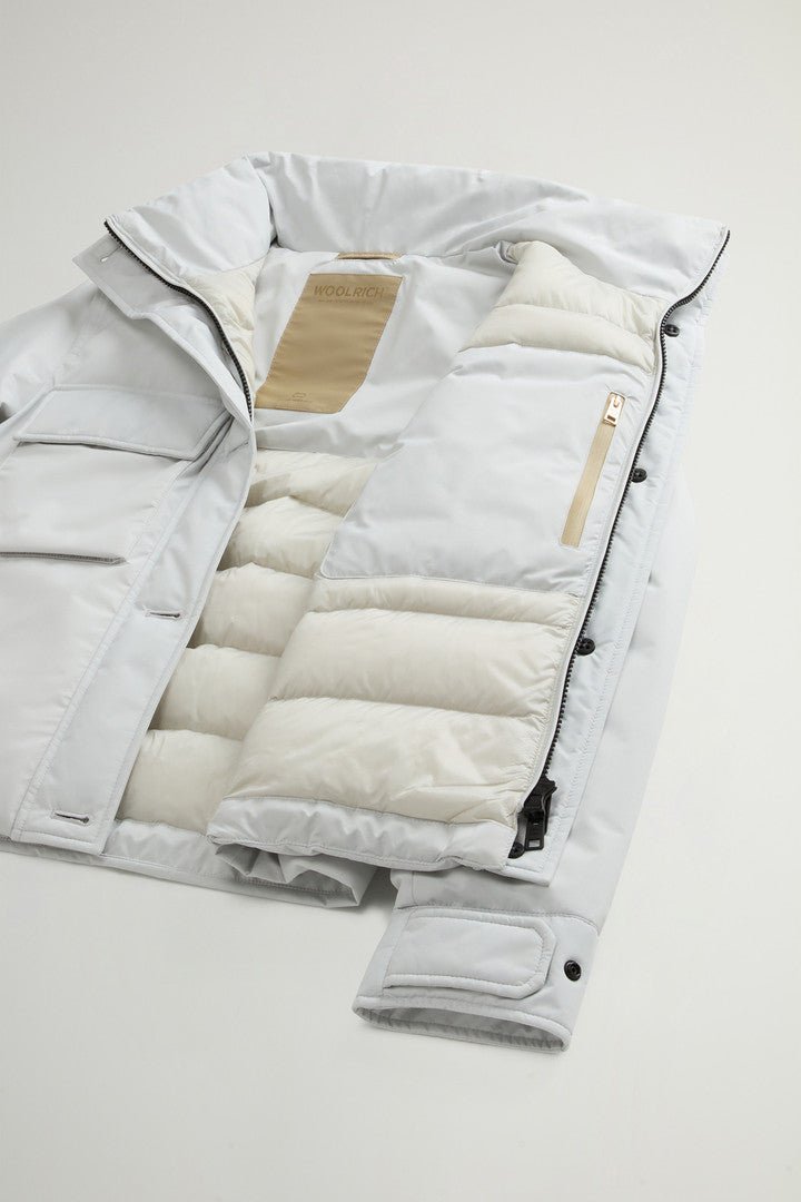 Cloud Jacket with Stand-Up Collar and Packable Hood (Dry Gray) - Detail View 7