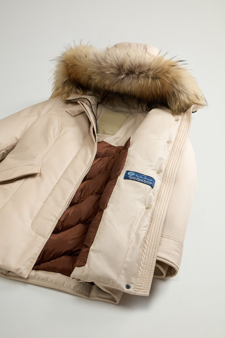 Arctic Parka in a Wool-Silk Blend Crafted Using a Loro Piana Fabric (Oxford Tan) - Detail View 7