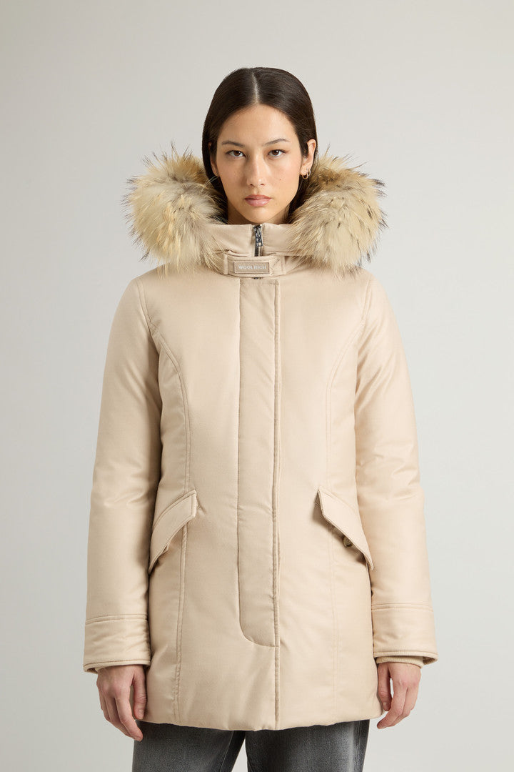 Arctic Parka in a Wool-Silk Blend Crafted Using a Loro Piana Fabric (Oxford Tan) - Detail View 1