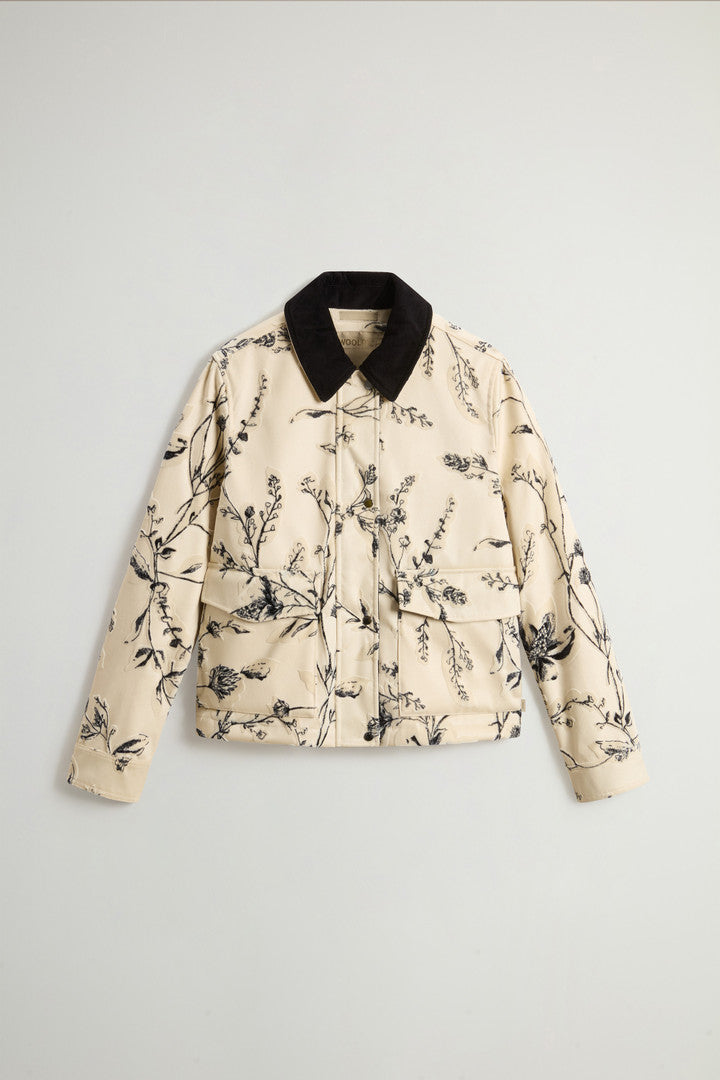 Pontoglio Velvet Jacket with Raised Pattern (Cream Foliage) - Main View