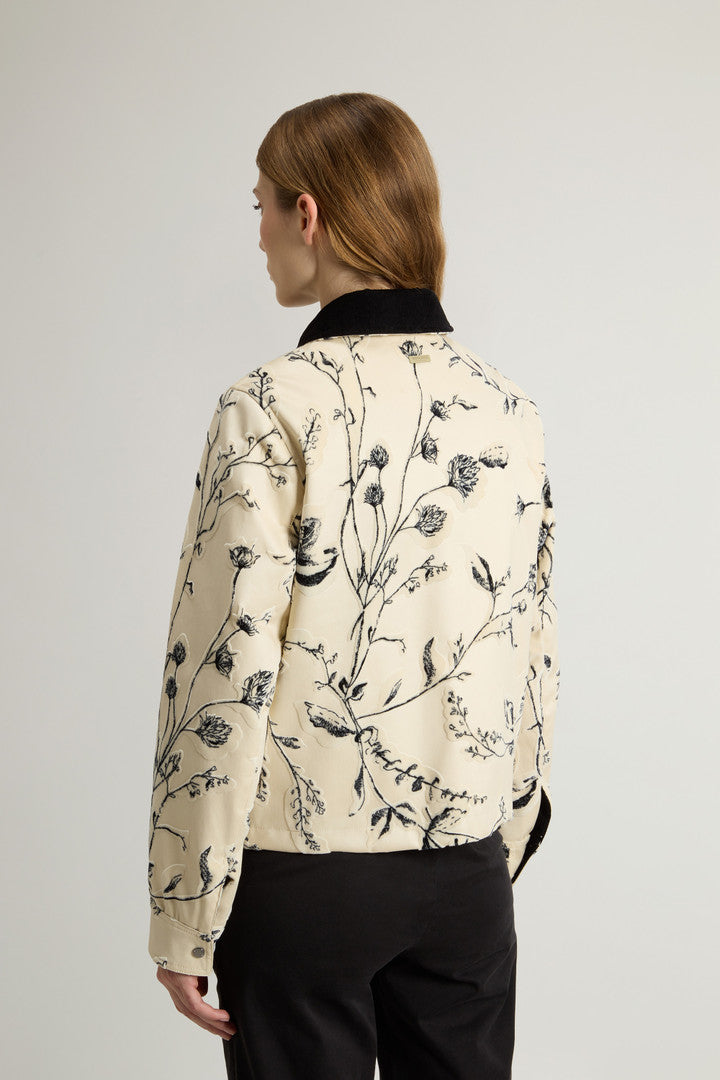 Pontoglio Velvet Jacket with Raised Pattern (Cream Foliage) - Detail View 3