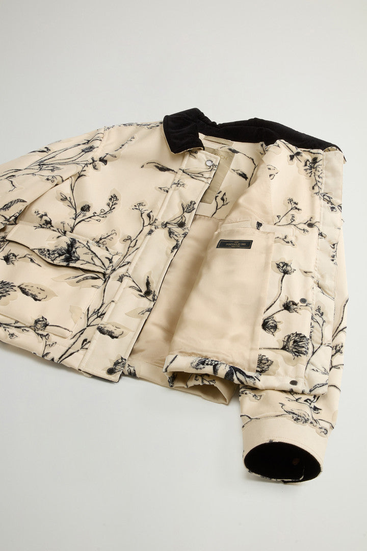 Pontoglio Velvet Jacket with Raised Pattern (Cream Foliage) - Detail View 7