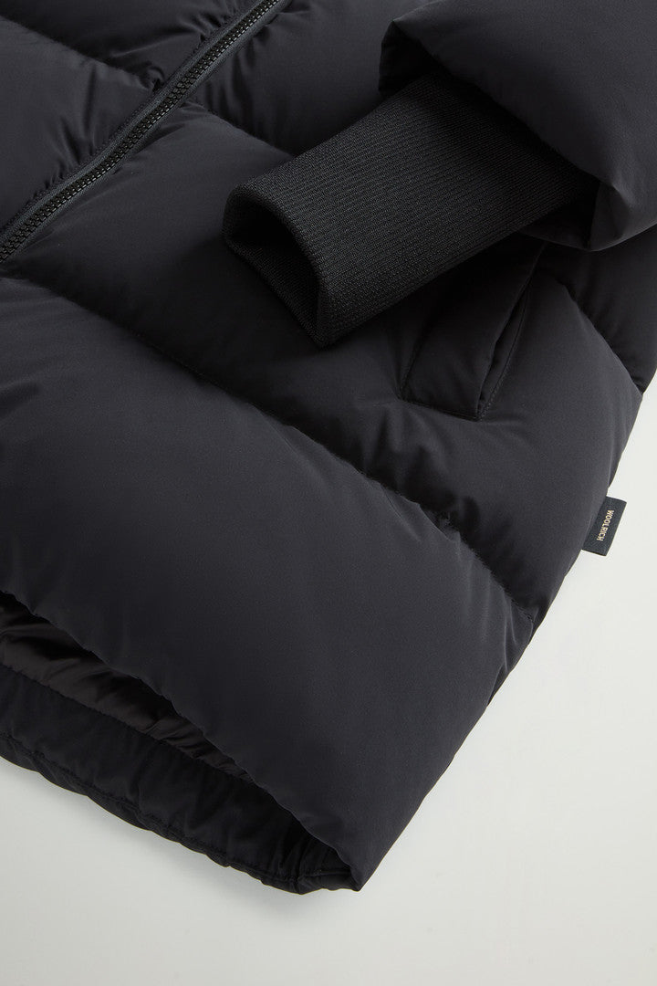 Cloud Down Jacket in Stretch Nylon with Matte Finish (Milky Cream) - Detail View 7