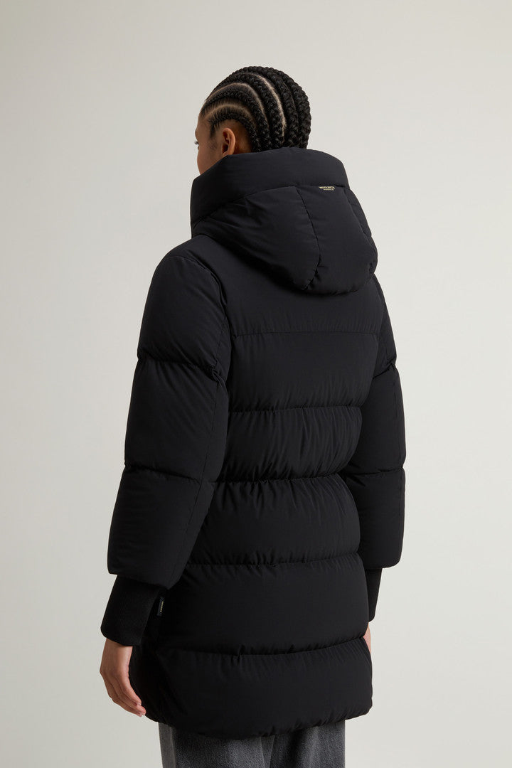 Cloud Down Jacket in Stretch Nylon with Matte Finish (Milky Cream) - Detail View 2