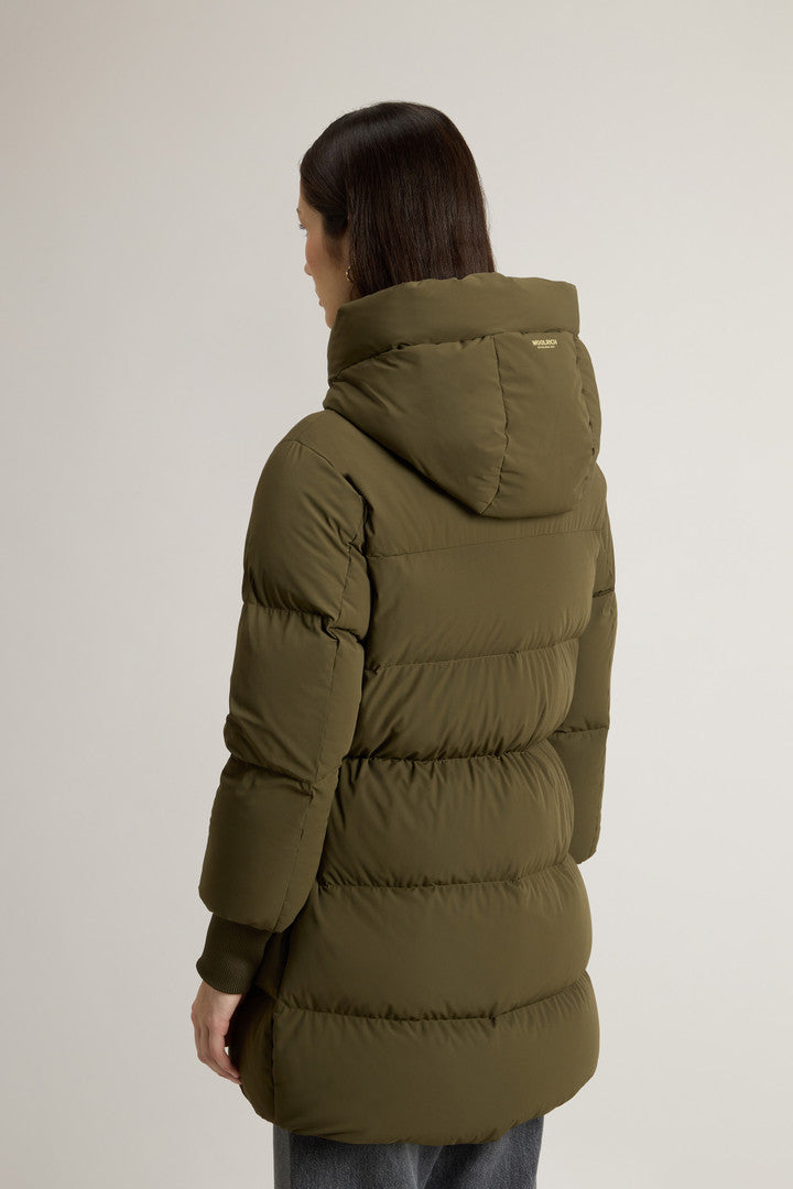 Cloud Down Jacket in Stretch Nylon with Matte Finish (Milky Cream) - Detail View 2