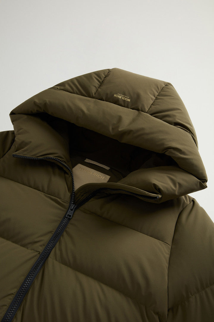 Cloud Down Jacket in Stretch Nylon with Matte Finish (Milky Cream) - Detail View 6