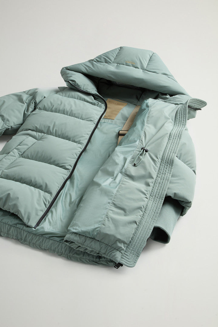 Cloud Down Jacket in Stretch Nylon with Matte Finish (Milky Cream) - Detail View 8