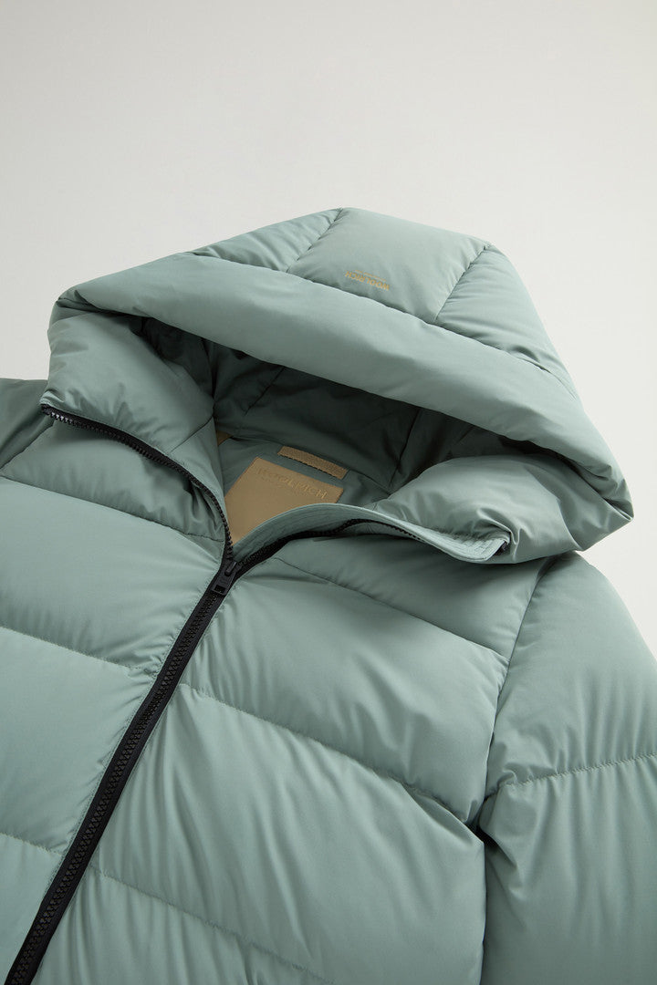 Cloud Down Jacket in Stretch Nylon with Matte Finish (Milky Cream) - Detail View 6
