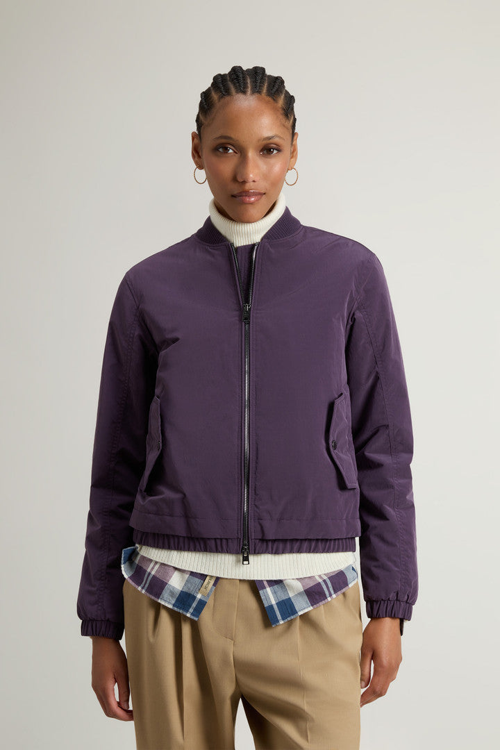 Grace Bomber Jacket in Peached Poly (Nightshade) - Main View