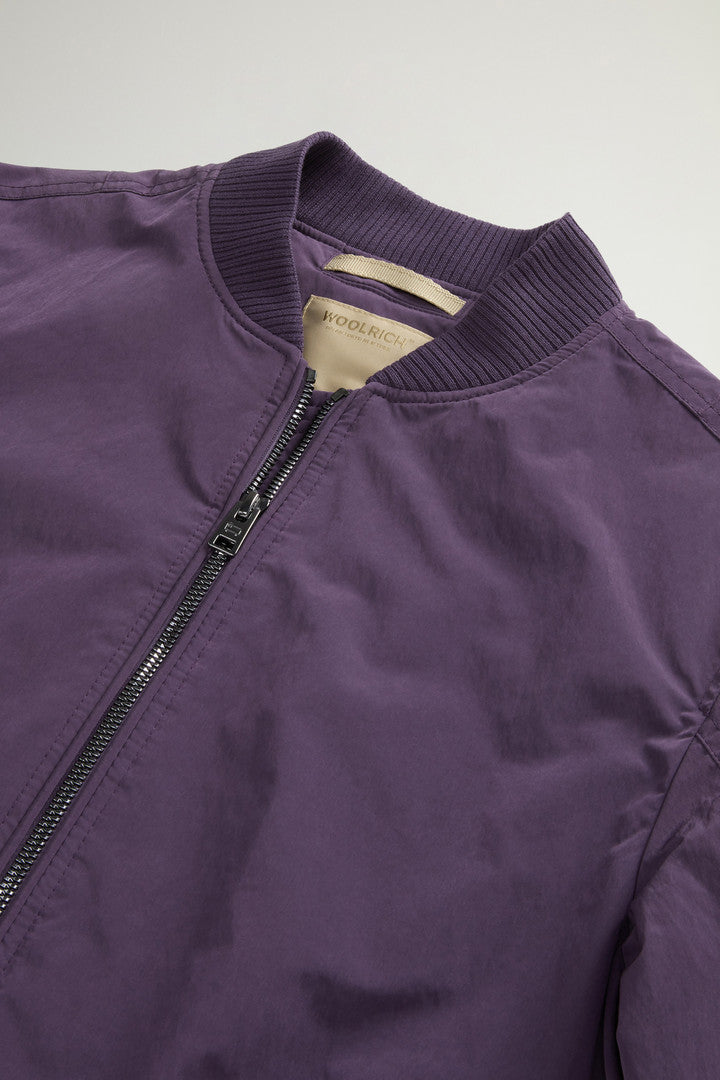 Grace Bomber Jacket in Peached Poly (Dark Green) - Detail View 5