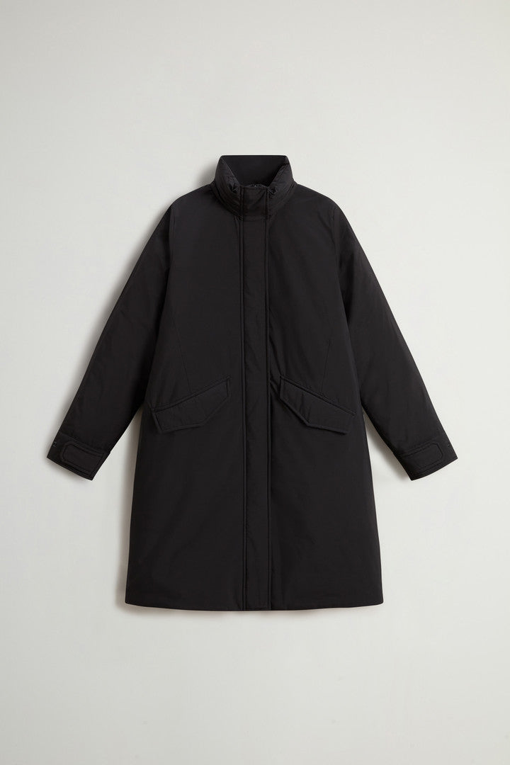 Long Cloud Jacket with Foldaway Hood (Melton Blue) - Detail View 9