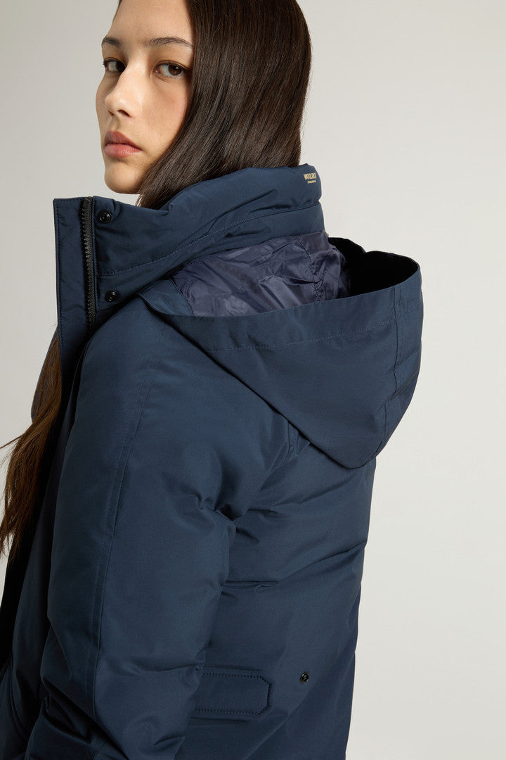 Long Cloud Jacket with Foldaway Hood (Black) - Detail View 4
