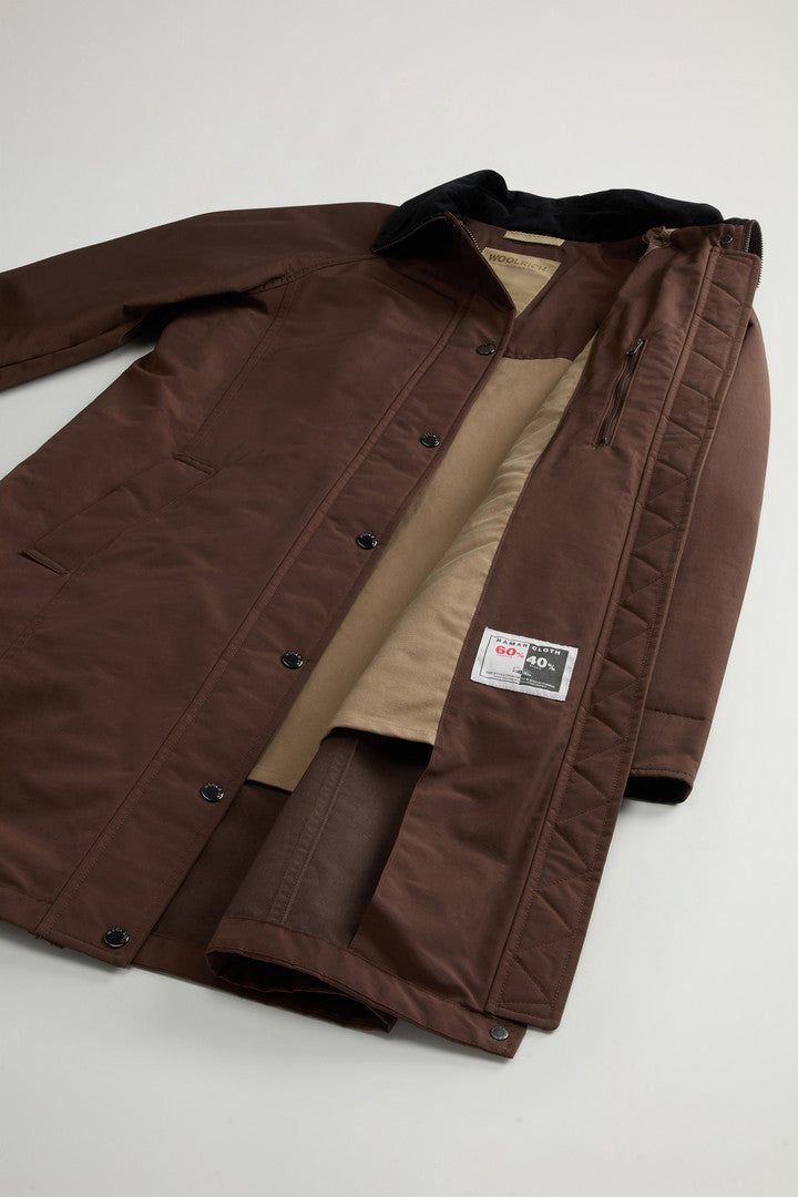 Ramar Cloth Coat with Corduroy Collar (Dark Green) - Detail View 7