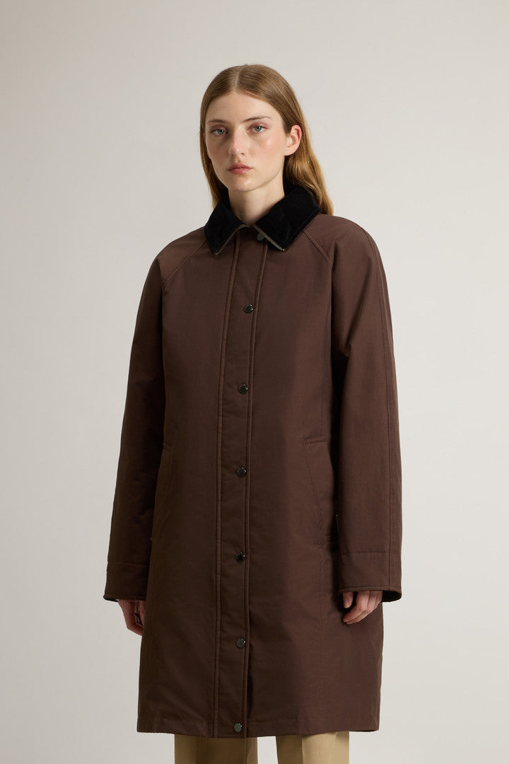 Ramar Cloth Coat with Corduroy Collar (Dark Green) - Main View