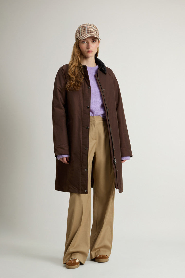 Ramar Cloth Coat with Corduroy Collar (Dark Green) - Detail View 1