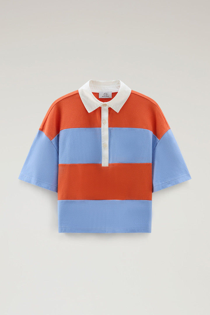 Striped Pure Cotton Piquet Polo Shirt (Sea Breeze Stripe) - Main View