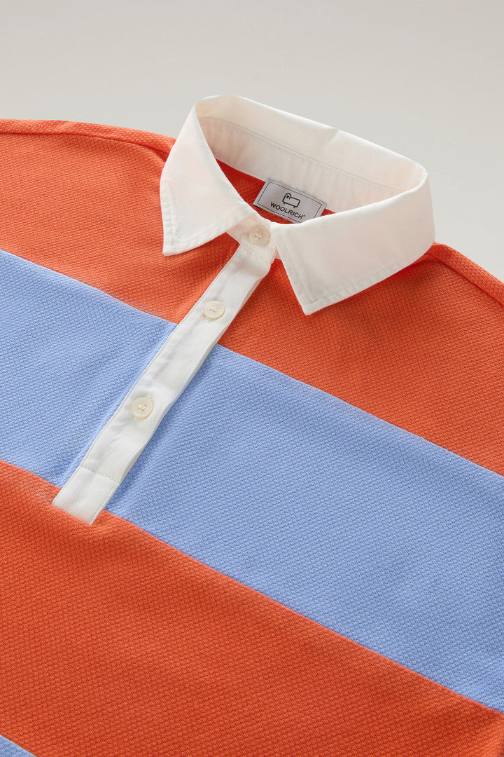 Striped Pure Cotton Piquet Polo Shirt (Sea Breeze Stripe) - Detail View 1
