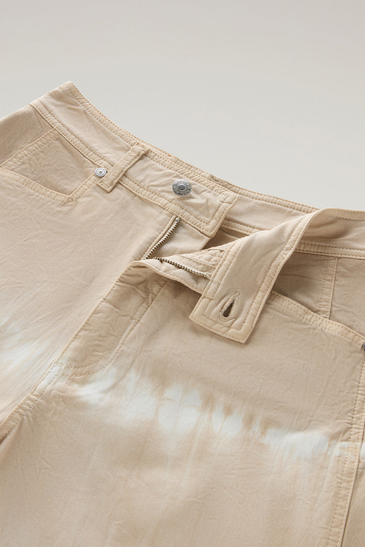 Garment-Dyed Stretch Cotton Twill Shorts (Light Oak) - Detail View 1