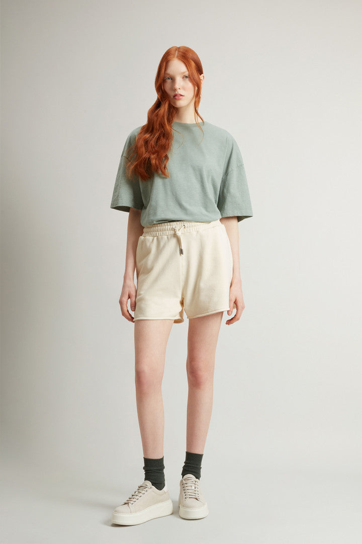 Pure Cotton Fleece Shorts (White) - Detail View 1