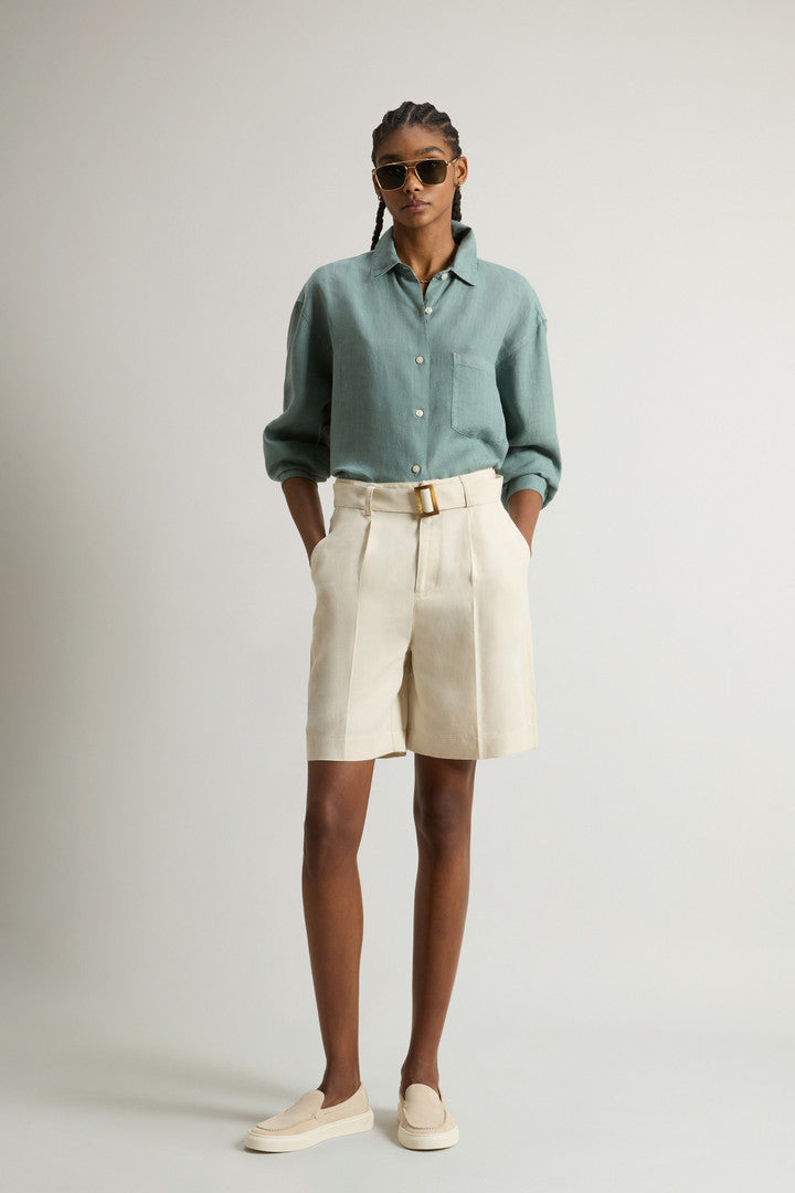 Garment-Dyed Linen-Blend Bermuda Shorts (Madder Brown) - Detail View 1