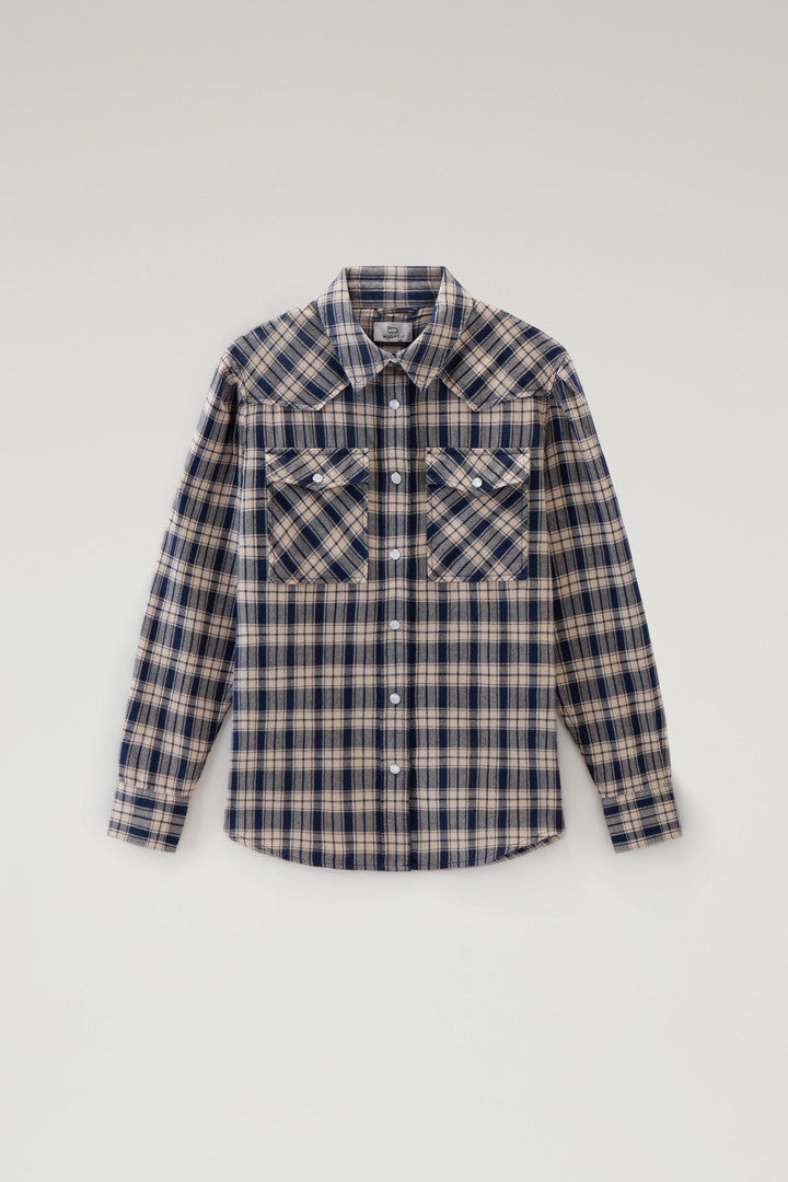 Light Flannel Check Shirt (Melton Blue Check) - Main View
