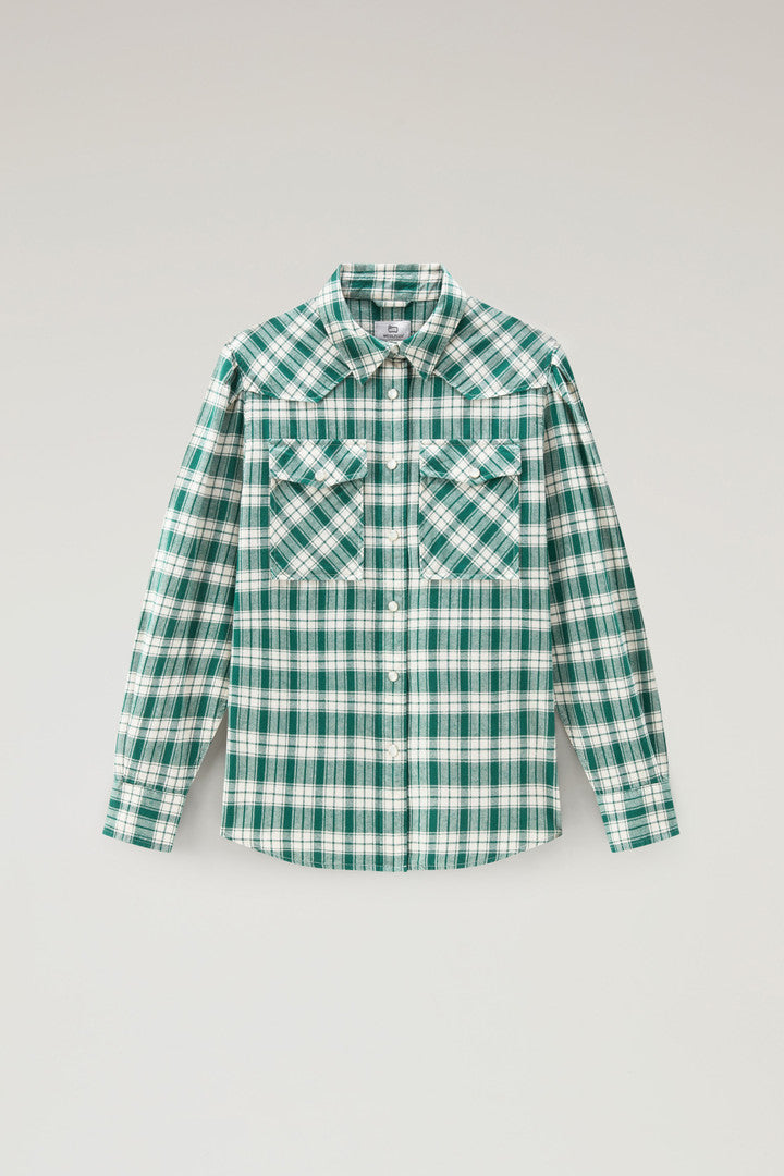Light Flannel Check Shirt (Spruce Green Check) - Main View