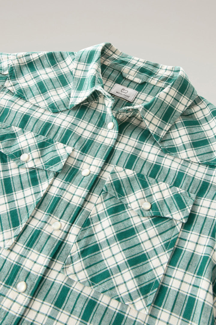 Light Flannel Check Shirt (Spruce Green Check) - Detail View 1