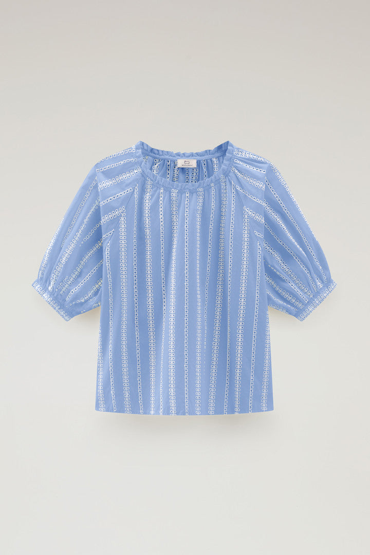 Embroidered Blouse in Pure Cotton (Sea Breeze) - Main View